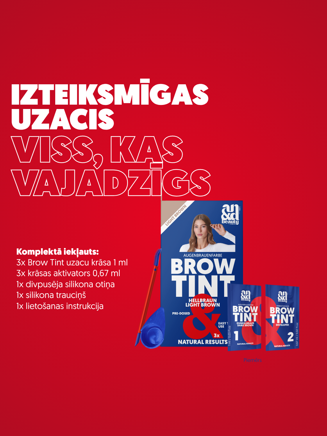 Uzacu krāsošanas komplekts tumši blondā tonī