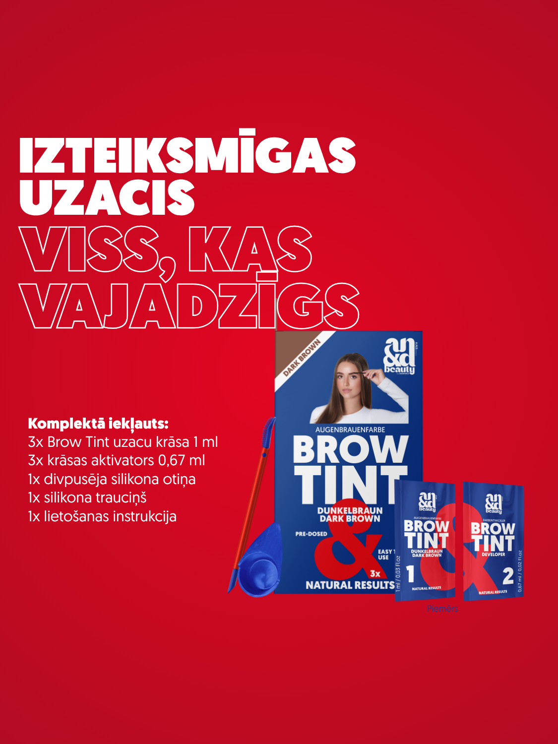 Uzacu krāsošanas komplekts tumši blondā tonī