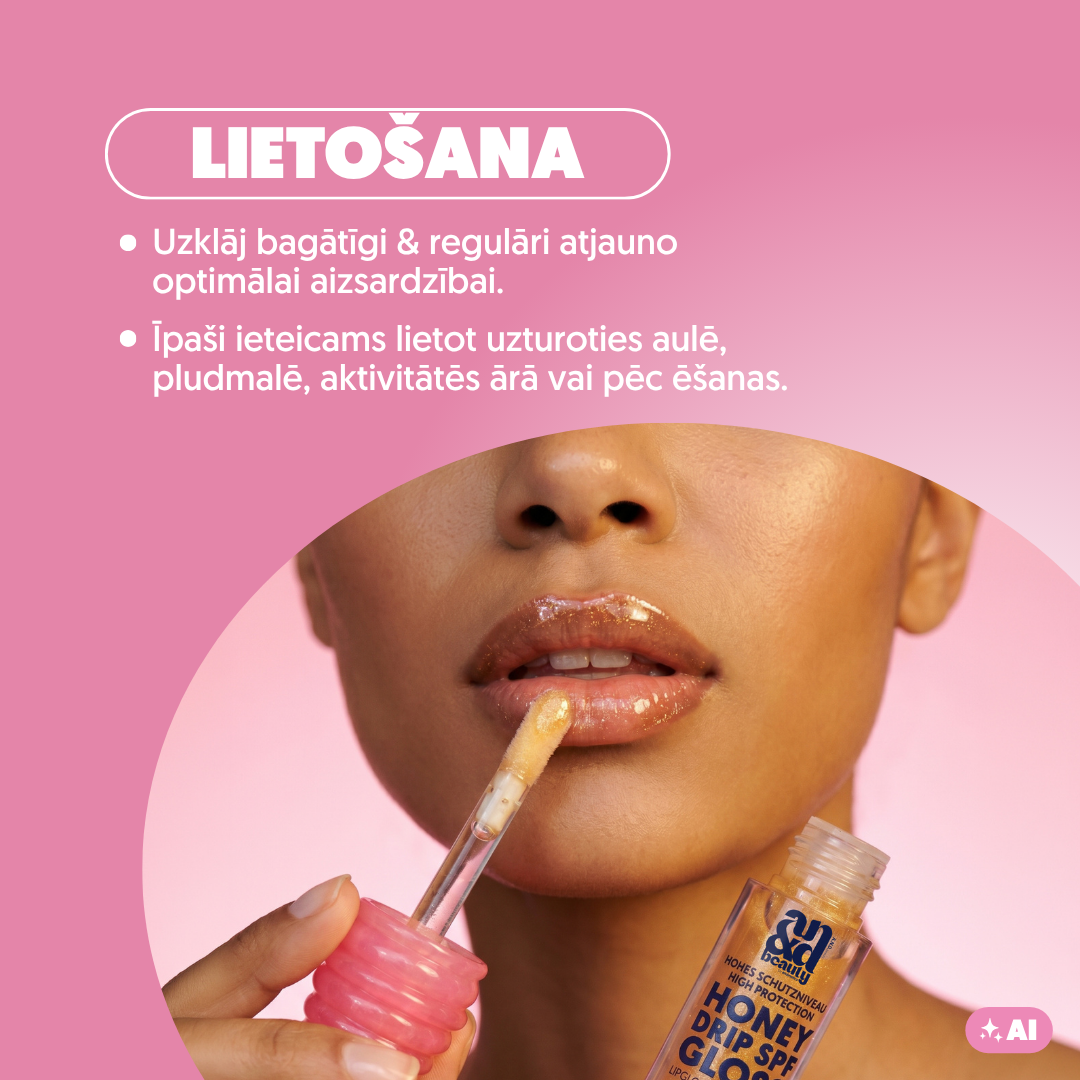 Honey Drip lūpu spīdums ar SPF 30