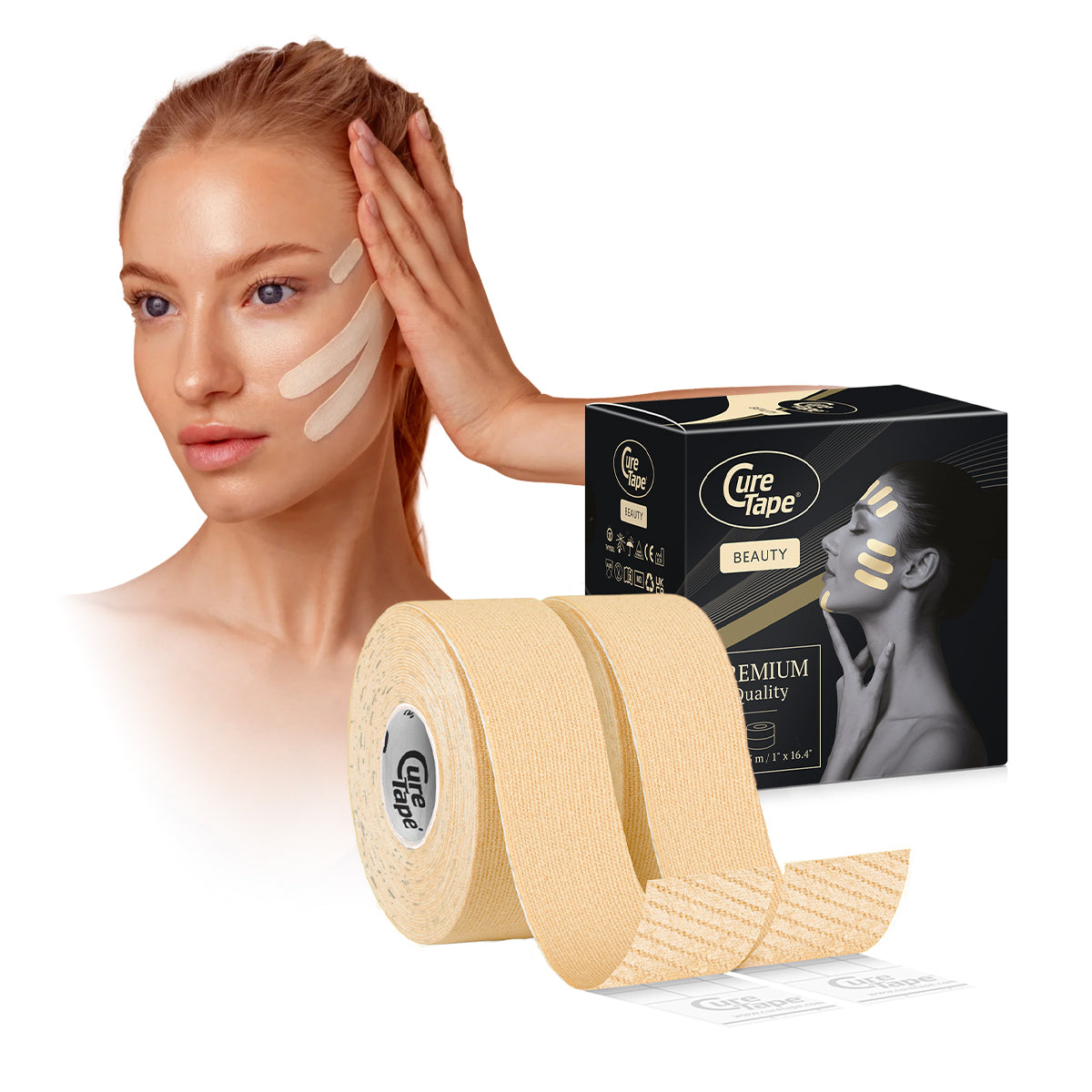 CureTape® Beauty - 2 gab., 2,5 cm x 5 m, bēšā krāsā