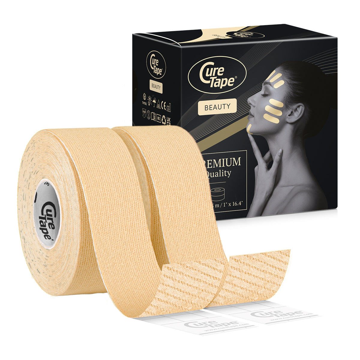 CureTape® Beauty - 2 gab., 2,5 cm x 5 m, bēšā krāsā