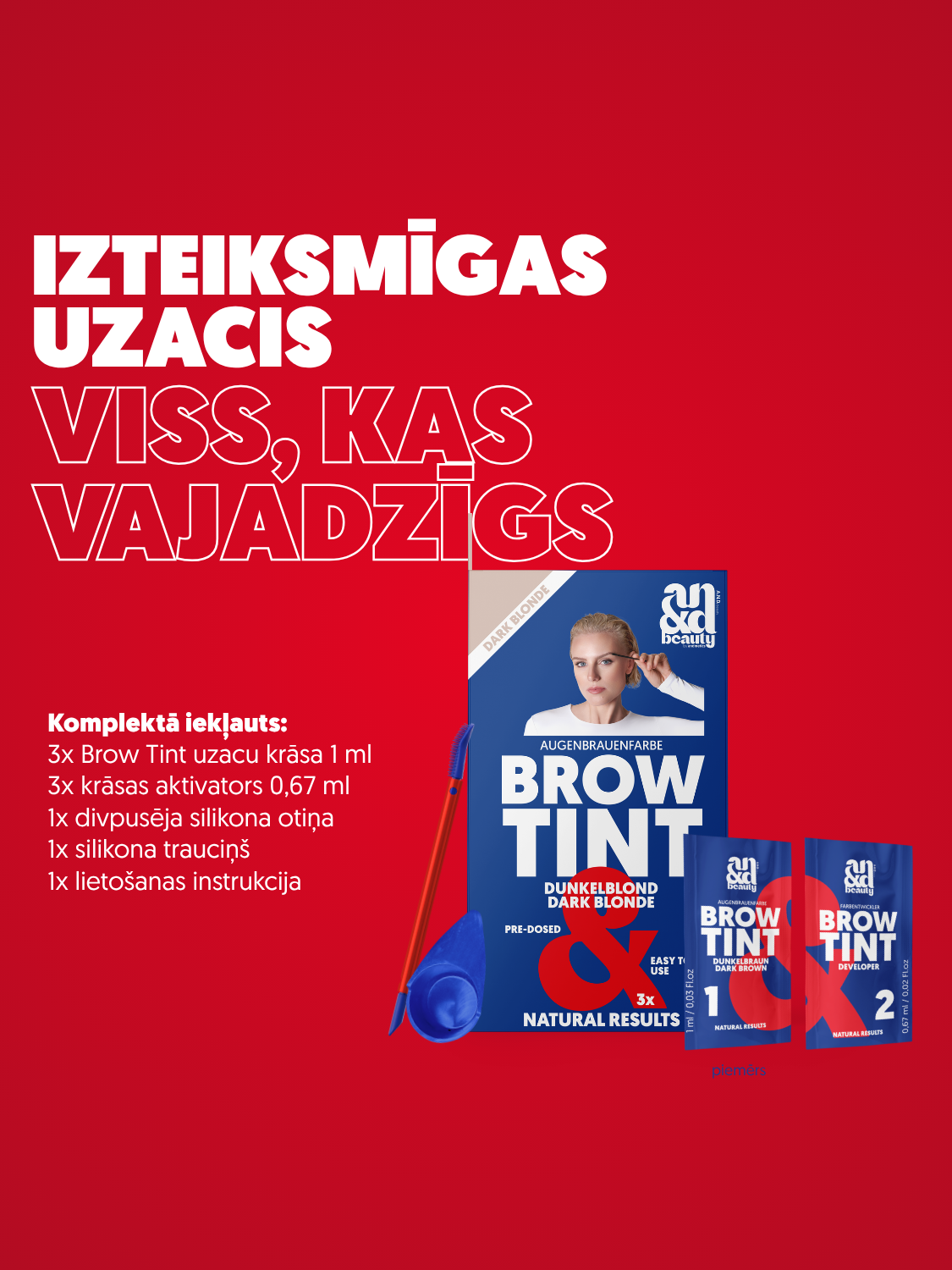 Uzacu krāsošanas komplekts tumši blondā tonī