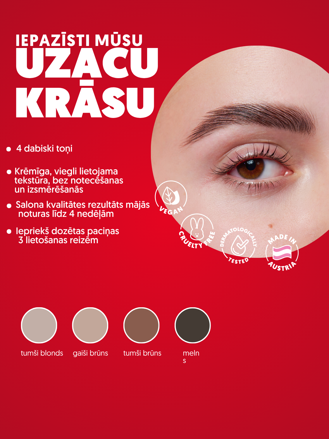 Uzacu krāsošanas komplekts tumši blondā tonī