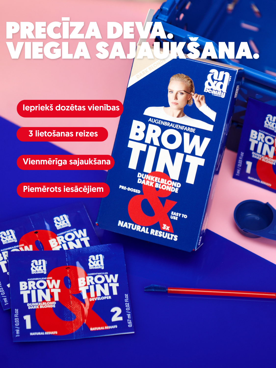 Uzacu krāsošanas komplekts tumši blondā tonī